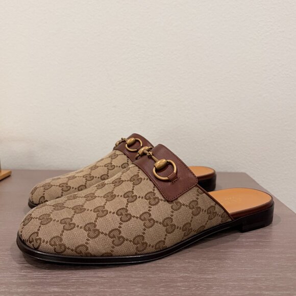 GUCCI CANVAS PRINTED MENS SLIDES - LIKE NEW - Picture 2 of 8